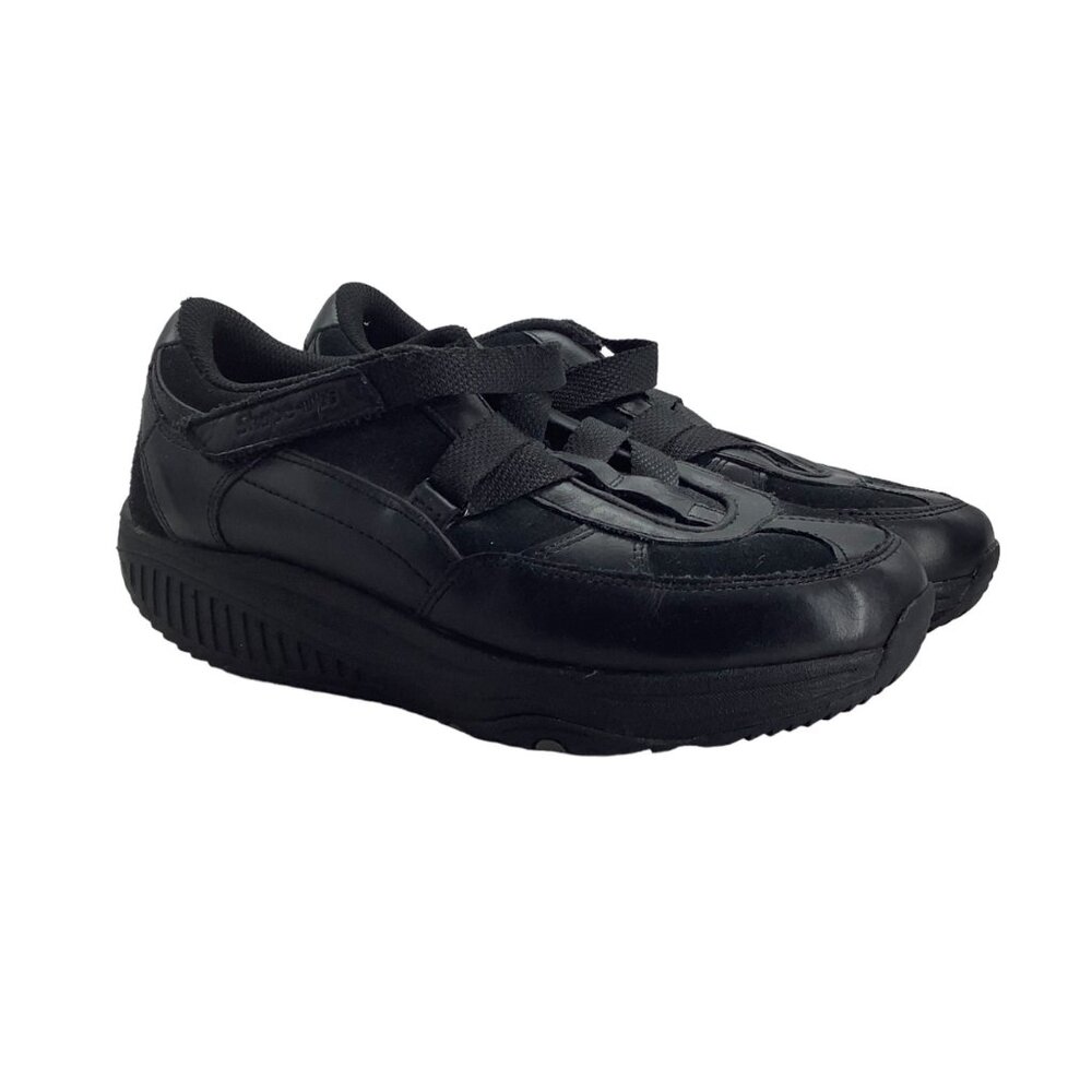 Vintage Skechers Shape Ups Shape-Ups Leather Sneakers Shoes Women 7.5 Black‎